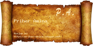 Priher Amina névjegykártya